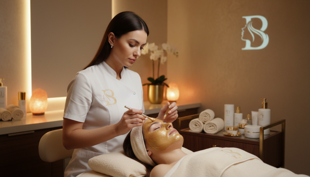 Professional facial treatment session improving skin health and rejuvenation