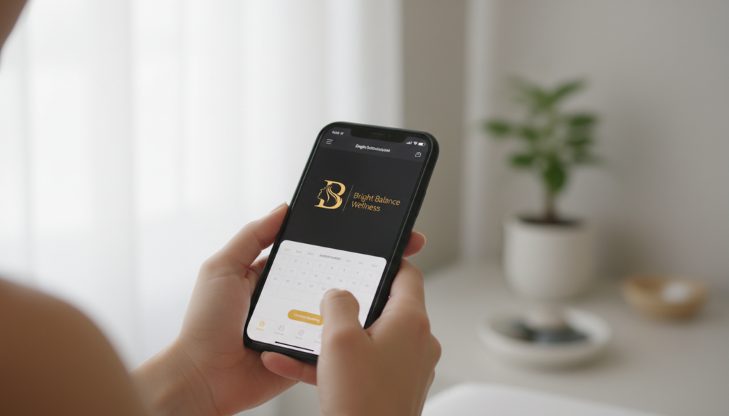 Booking beauty and wellness consultation at Bright Balance Wellness