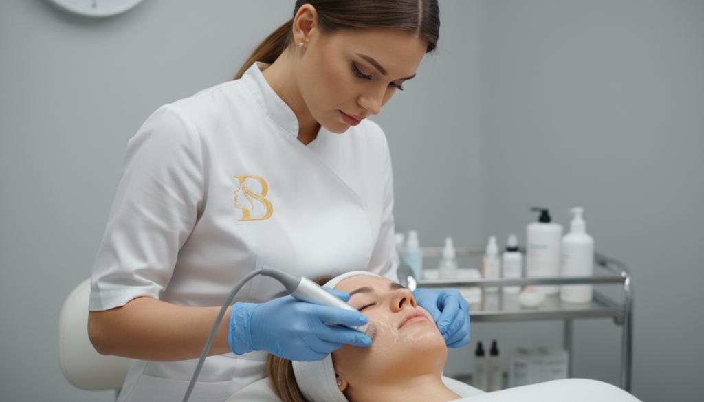 Non-surgical aesthetic treatment being performed at Bright Balance Wellness clinic