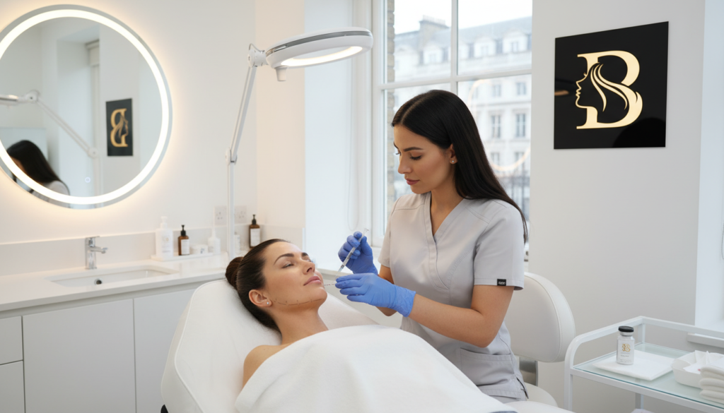Doctor performing fat dissolving injections in London aesthetic clinic